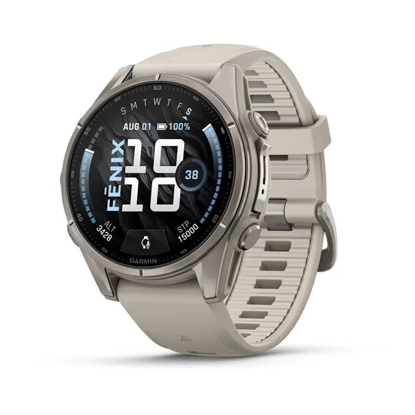 Garmin fēnix 9 – smartwatch, 43 mm, Tytanowy z silikonowym paskiem w kolorze French Gray