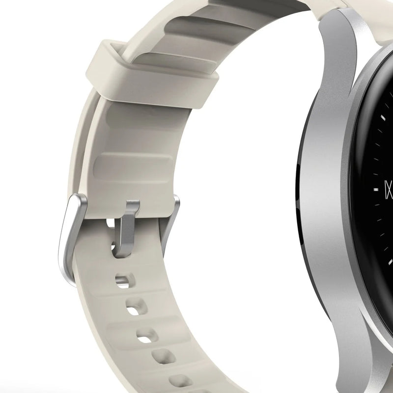 Smartwatch Hama 8900 GPS AMOLED 1.3 szara koperta srebrna ramka pasek silikonowy