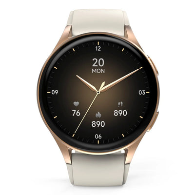 Smartwatch damski Hama 8900 GPS AMOLED zara koperta złota ramka pasek silikonowy