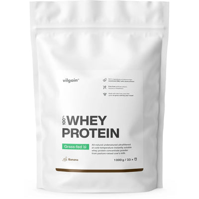 Vilgain Grass-Fed Whey Protein – Białko serwatkowe, 1 000 g, Banan