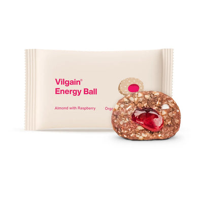 Vilgain Energy Ball BIO – Baton energetyczny (kulka), 30 g, Migdały z dżemem malinowym