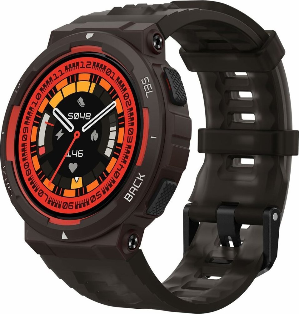 Amazfit Active Edge Lava Black Digital Smartwatch 46mm HR GPS – OUTLET