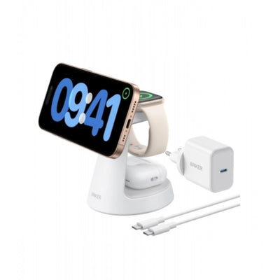 Anker Stacja Ładowania Bezprzewodowego MagGo 3-w-1, Stacja Dokująca, Biała