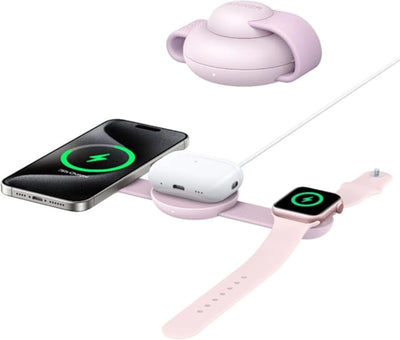 Anker Stacja Ładowania Bezprzewodowego MagGo 3-w-1, Składana podkładka, Różowa