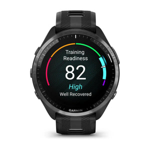 Garmin Forerunner 965 Szara ramka tytanowa z powłoką węglową DLC z czarną kopertą i czarnym/jasnoszarym silikonowym paskiem