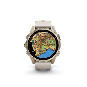 Garmin Fenix 8 AMOLED Sapphire 43mm; kolor Soft Gold z paskiem Fog Grey