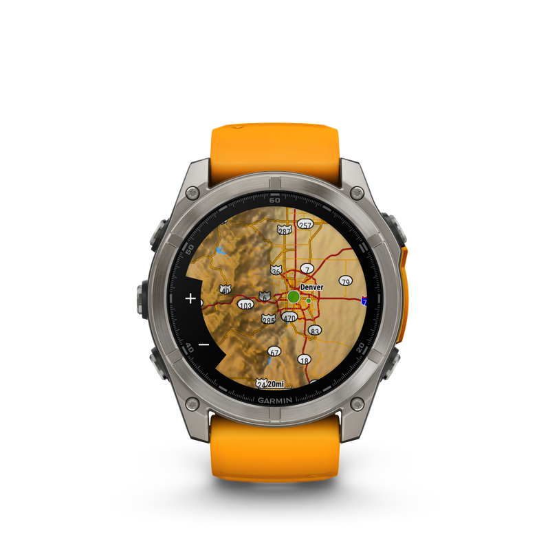 Garmin Fenix 8 51mm, AMOLED, Sapphire, Tytanowy z paskiem silikonowym w kolorze Spark orange / Graphite