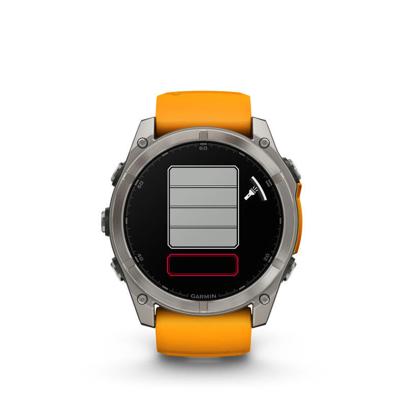 Garmin Fenix 8 51mm, AMOLED, Sapphire, Tytanowy z paskiem silikonowym w kolorze Spark orange / Graphite