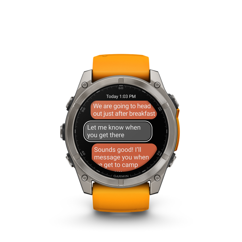 Garmin Fenix 8 51mm, AMOLED, Sapphire, Tytanowy z paskiem silikonowym w kolorze Spark orange / Graphite