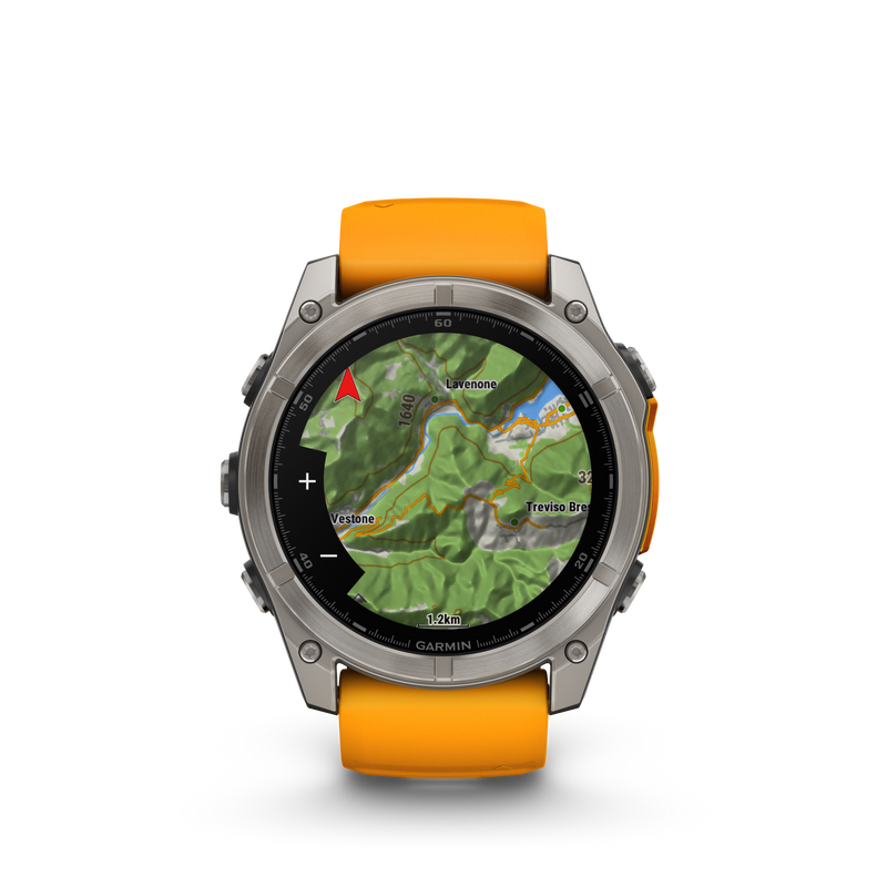 Garmin Fenix 8 51mm, AMOLED, Sapphire, Tytanowy z paskiem silikonowym w kolorze Spark orange / Graphite