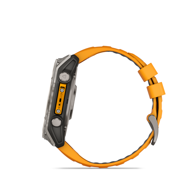 Garmin Fenix 8 51mm, AMOLED, Sapphire, Tytanowy z paskiem silikonowym w kolorze Spark orange / Graphite