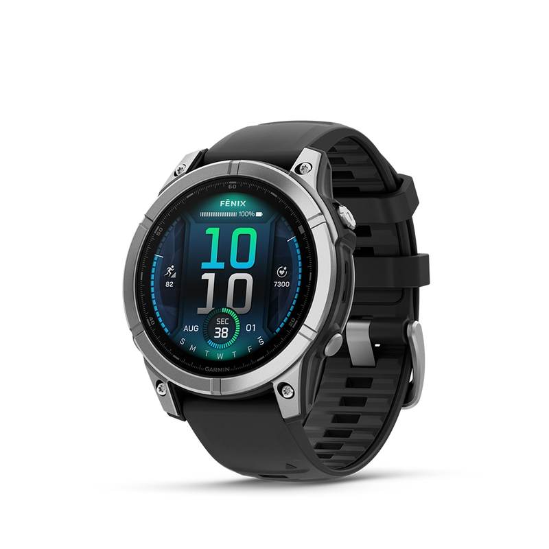 Garmin Fenix E 47 mm z AMOLED - Stainless Steal czarny z silikonowym paskiem