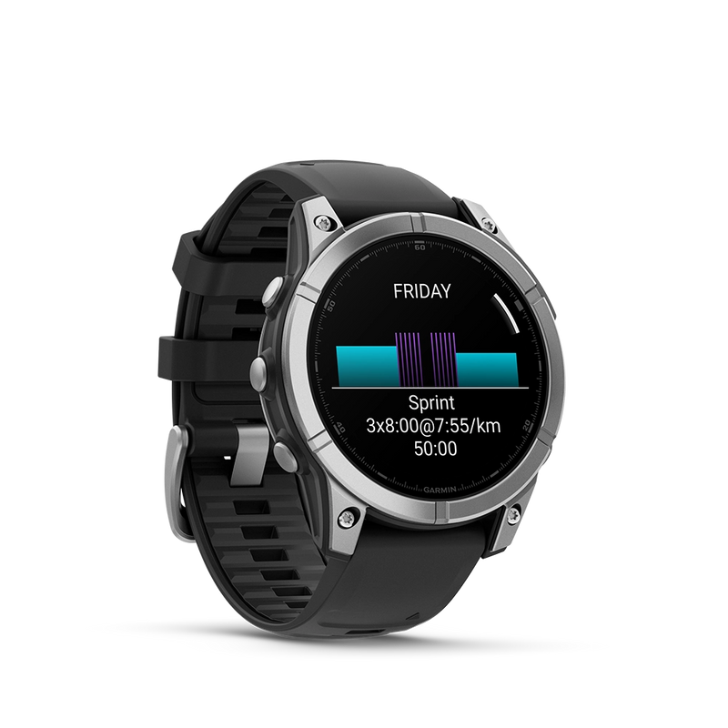 Garmin Fenix E 47 mm z AMOLED - Stainless Steal czarny z silikonowym paskiem