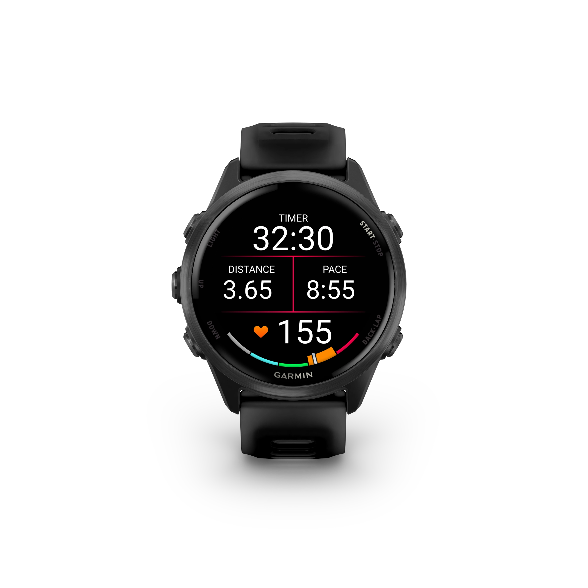 Garmin Forerunner 570 - 42mm Aluminiowy w kolorze Slate Grey z półprzezroczystym paskiem w kolorze Black/Black