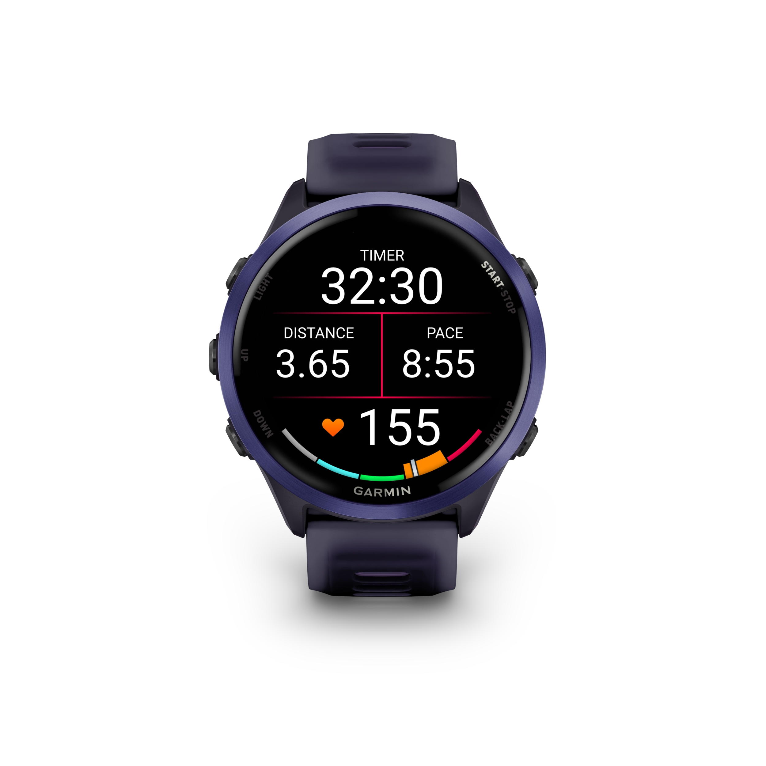 Garmin Forerunner 570 - 47mm Aluminiowy w kolorze indygo z półprzezroczystym paskiem w kolorze Imperial Purple/Indygo