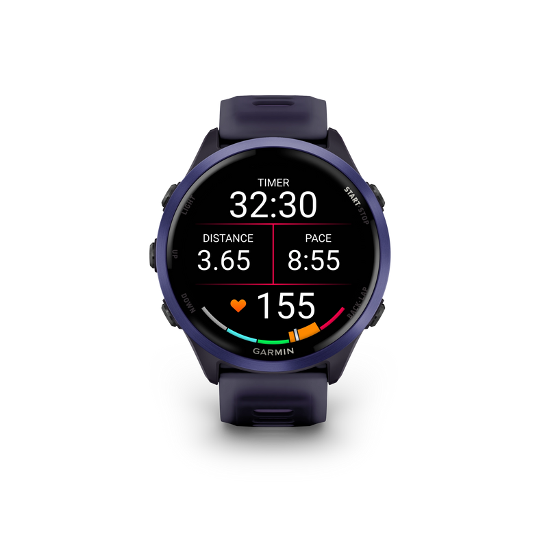 Garmin Forerunner 570 - 47mm Aluminiowy w kolorze indygo z półprzezroczystym paskiem w kolorze Imperial Purple/Indygo
