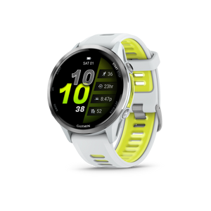 Garmin Forerunner 970 Tytanowy z kopertą w kolorze Whitestone i półprzezroczystym paskiem w kolorze Whitestone/Amp yellow