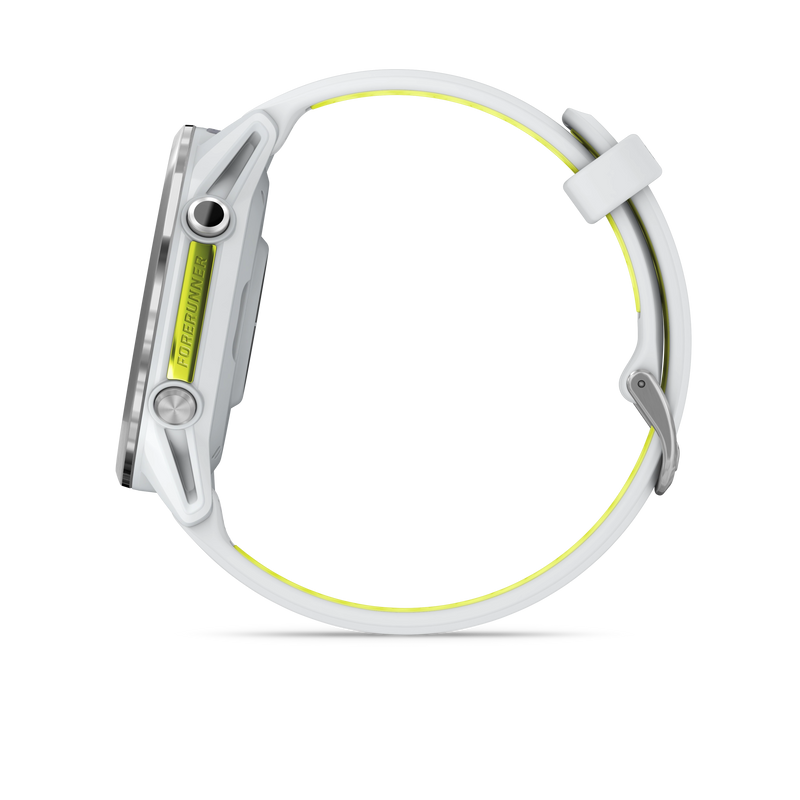 Garmin Forerunner 970 Tytanowy z kopertą w kolorze Whitestone i półprzezroczystym paskiem w kolorze Whitestone/Amp yellow