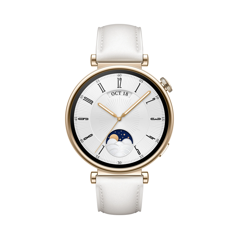 HUAWEI WATCH GT 4 41mm Classic elegancki smartwatch damski biały złota koperta