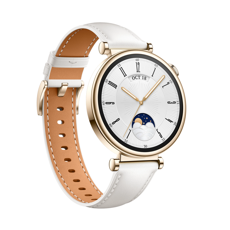 HUAWEI WATCH GT 4 41mm Classic elegancki smartwatch damski biały złota koperta