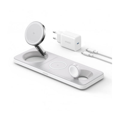 Anker Stacja Ładowarka Bezprzewodowa MagGo, 3w1, USB-C, 15W, Biała