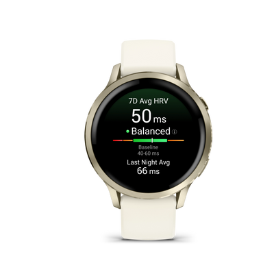 Garmin Venu 4 – 41 mm, Lunar gold z paskiem silikonowym w kolorze Bone
