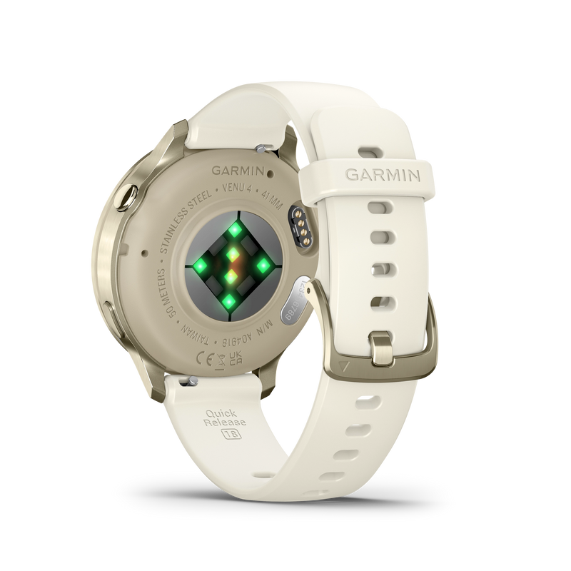 Garmin Venu 4 – 41 mm, Lunar gold z paskiem silikonowym w kolorze Bone