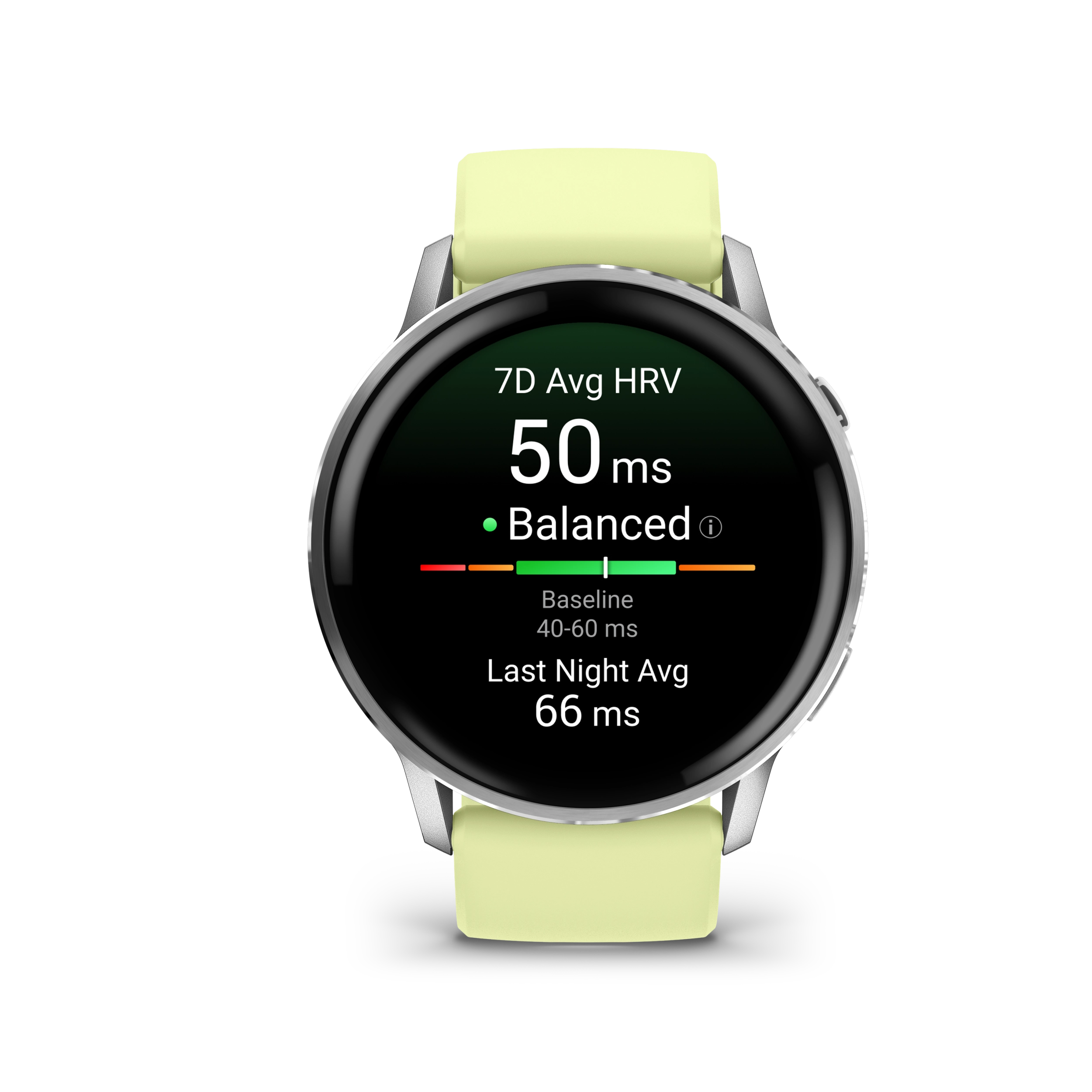 Garmin Venu 4 – 45 mm, Silver z paskiem silikonowym w kolorze Citron