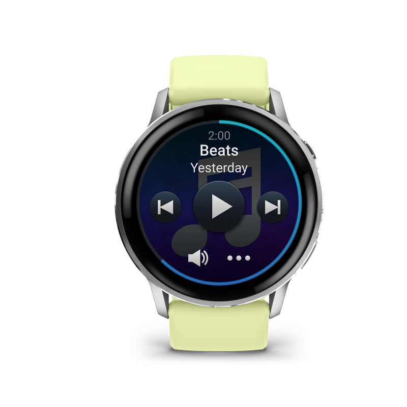 Garmin Venu 4 – 45 mm, Silver z paskiem silikonowym w kolorze Citron