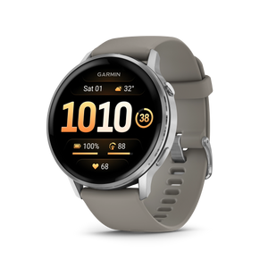 Garmin Venu 4 – 45 mm, Silver z paskiem silikonowym w kolorze Silver gray