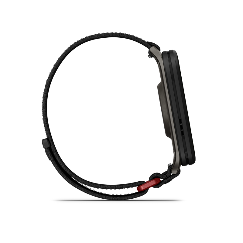 Garmin Venu X1, Black z tytanowym deklem w kolorze Slate i nylonowym paskiem ComfortFit w kolorze Black