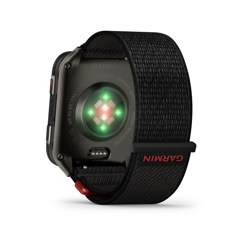 Garmin Venu X1, Black z tytanowym deklem w kolorze Slate i nylonowym paskiem ComfortFit w kolorze Black