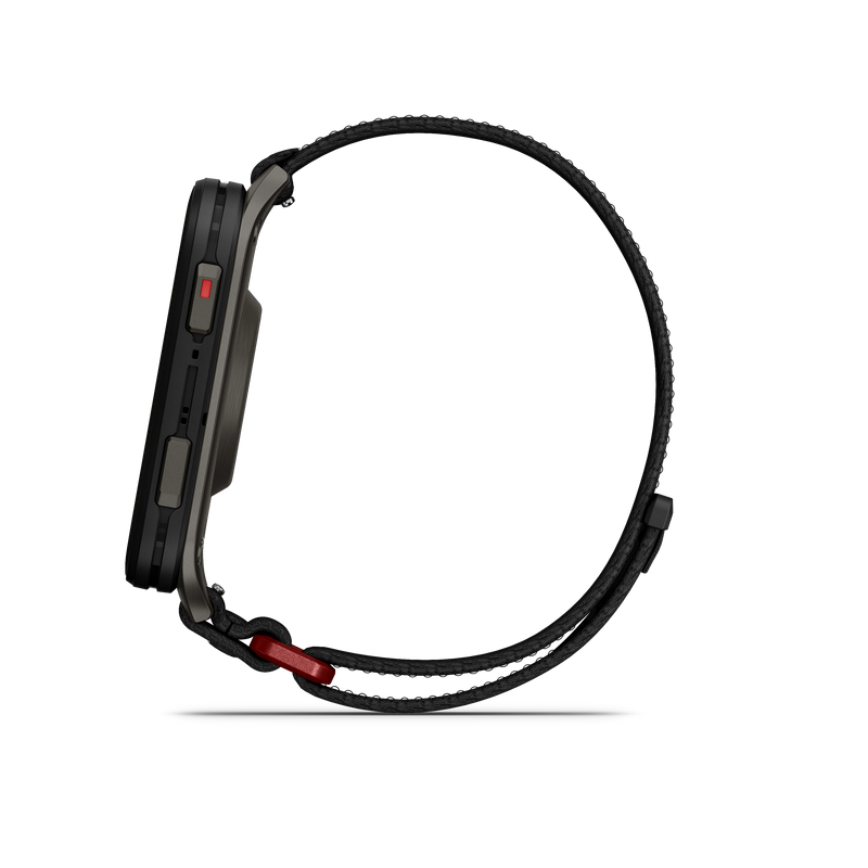 Garmin Venu X1, Black z tytanowym deklem w kolorze Slate i nylonowym paskiem ComfortFit w kolorze Black