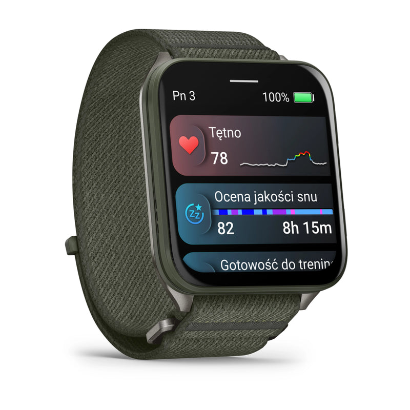 Garmin Venu X1, Moss z tytanowym deklem i nylonowym paskiem ComfortFit w kolorze Moss