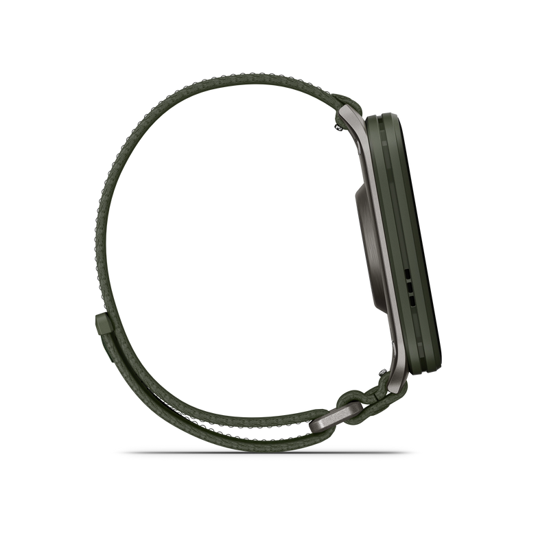 Garmin Venu X1, Moss z tytanowym deklem i nylonowym paskiem ComfortFit w kolorze Moss