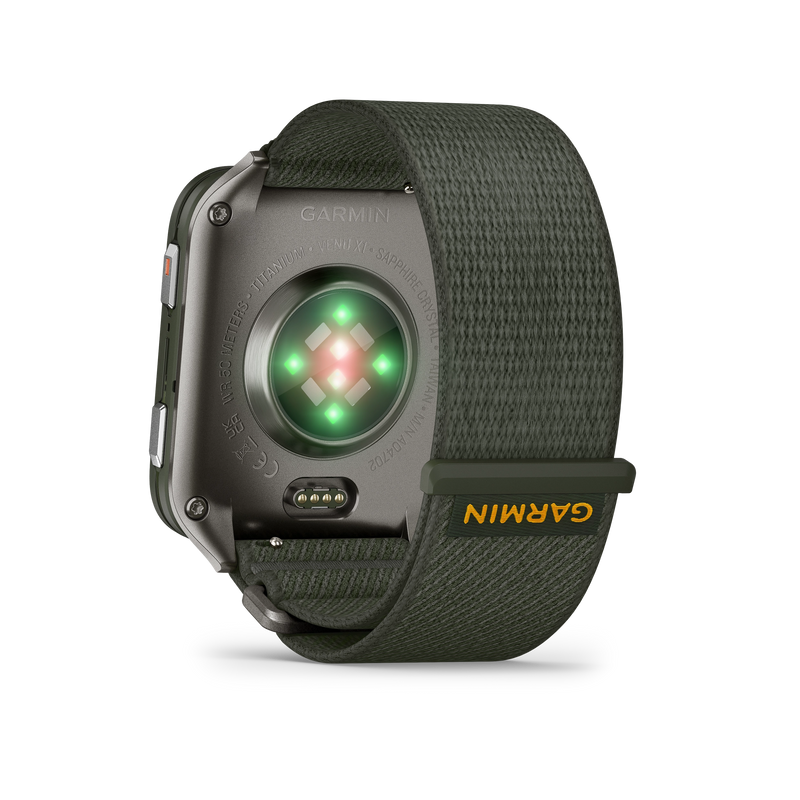 Garmin Venu X1, Moss z tytanowym deklem i nylonowym paskiem ComfortFit w kolorze Moss