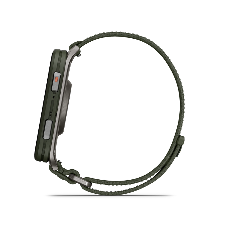 Garmin Venu X1, Moss z tytanowym deklem i nylonowym paskiem ComfortFit w kolorze Moss