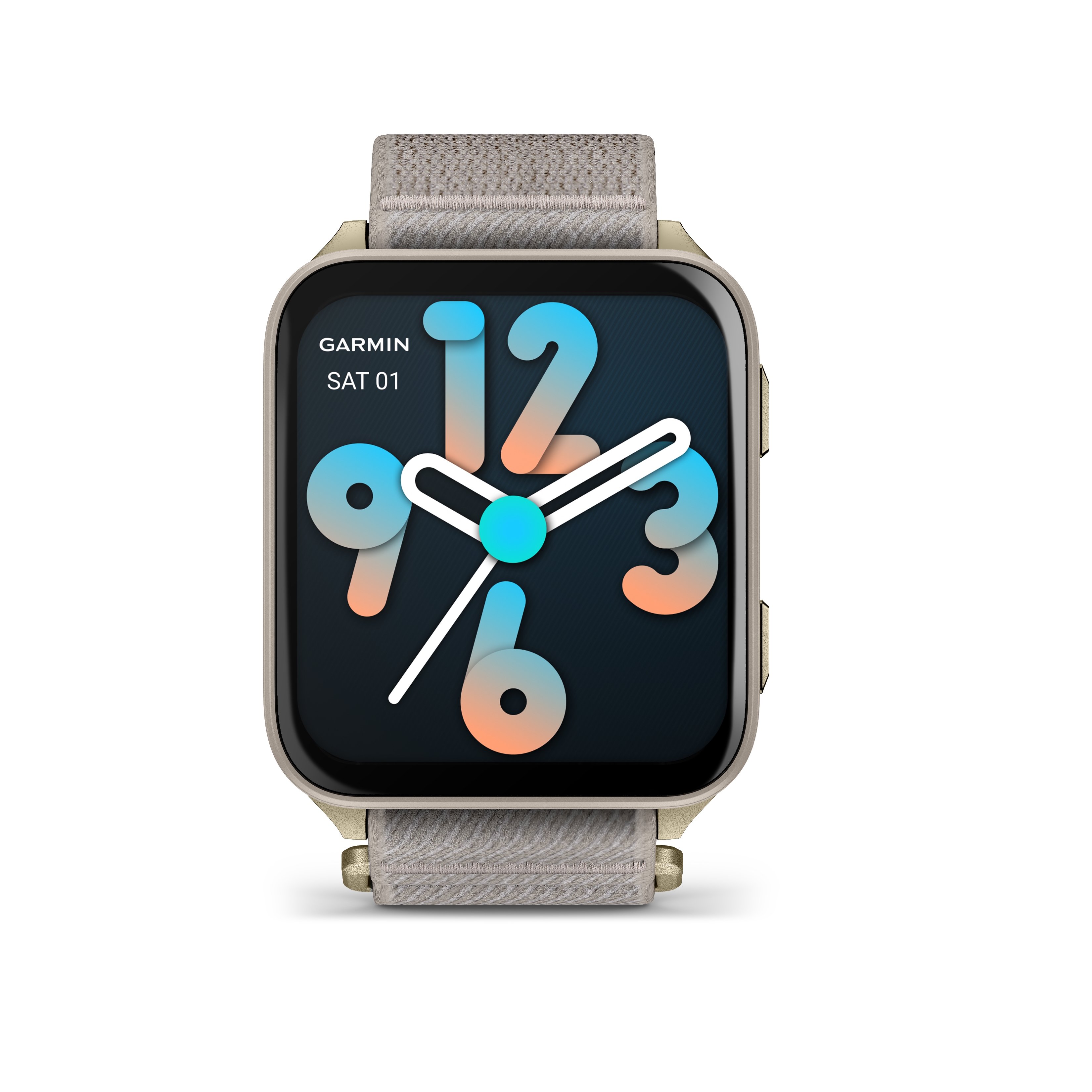 Garmin Venu X1, Soft Gold z tytanowym deklem i nylonowym paskiem ComfortFit w kolorze French Gray