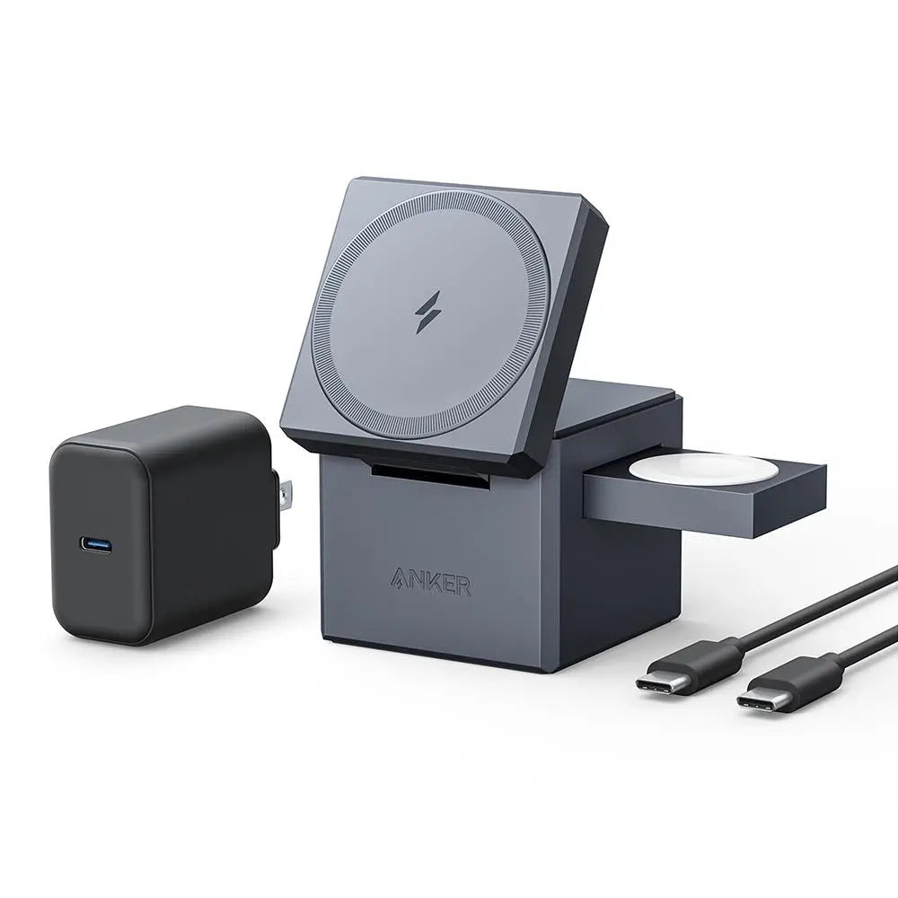 Anker Stacja Ładowarka Bezprzewodowa MagSafe Cube 3w1, 15W, Czarna