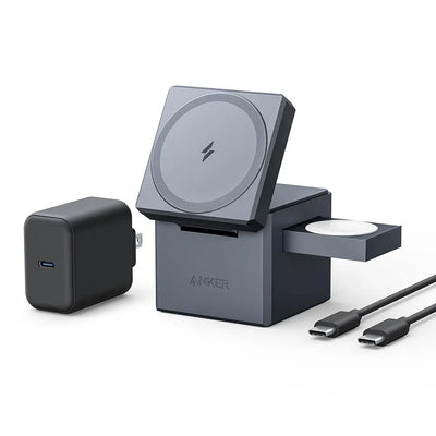 Anker Stacja Ładowarka Bezprzewodowa MagSafe Cube 3w1, 15W, Czarna
