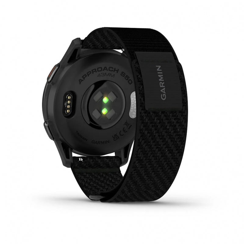 Garmin Approach S50  Aluminiowy bezel w kolorze Slate z czarnym, nylonowym paskiem ComfortFit