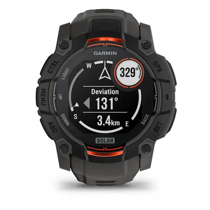 Garmin Instinct 3 – 50 mm, Solar  Czarny z paskiem w kolorze Charcoal