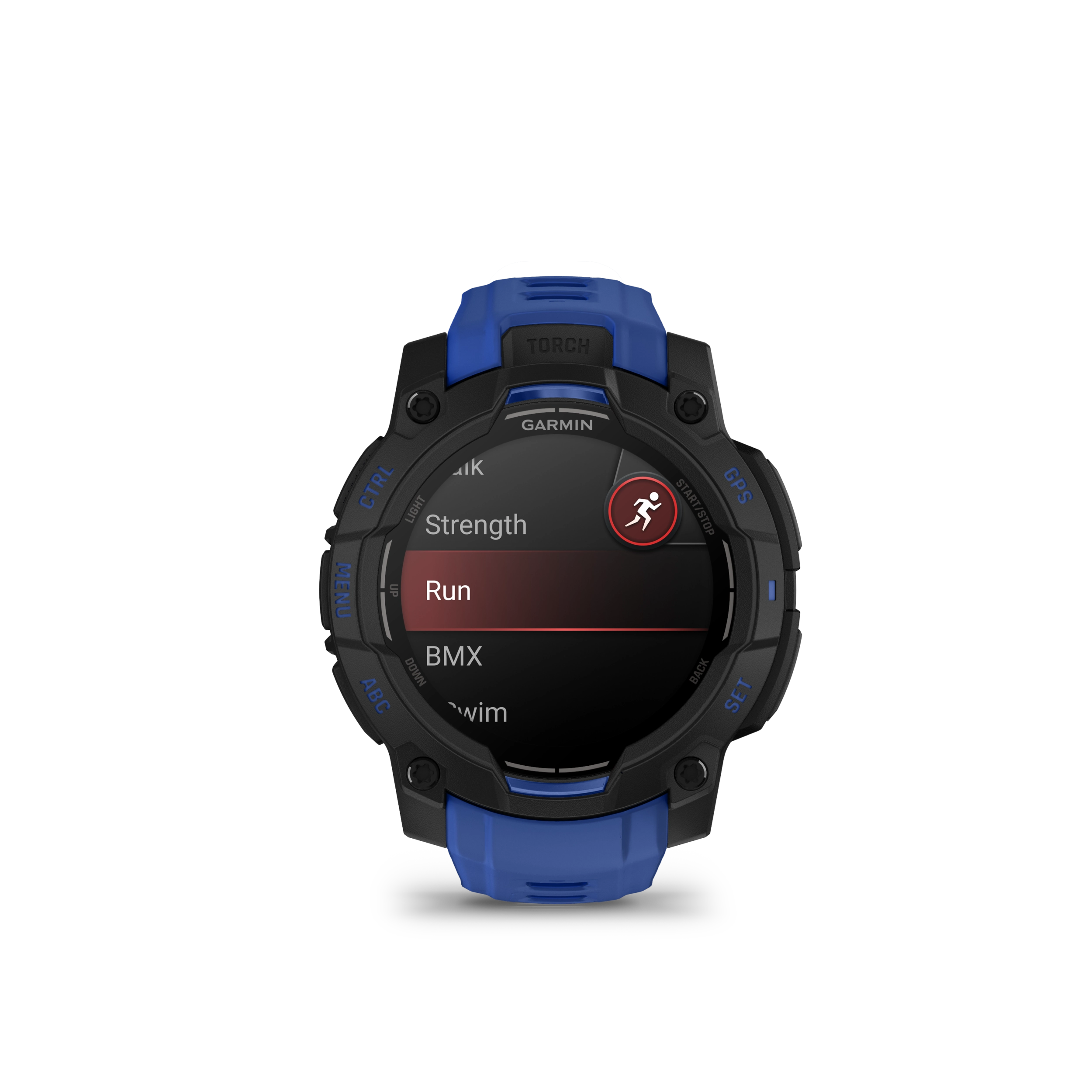 Garmin Instinct 3 – 45 mm, AMOLED Black z paskiem w kolorze Bolt blue / Black