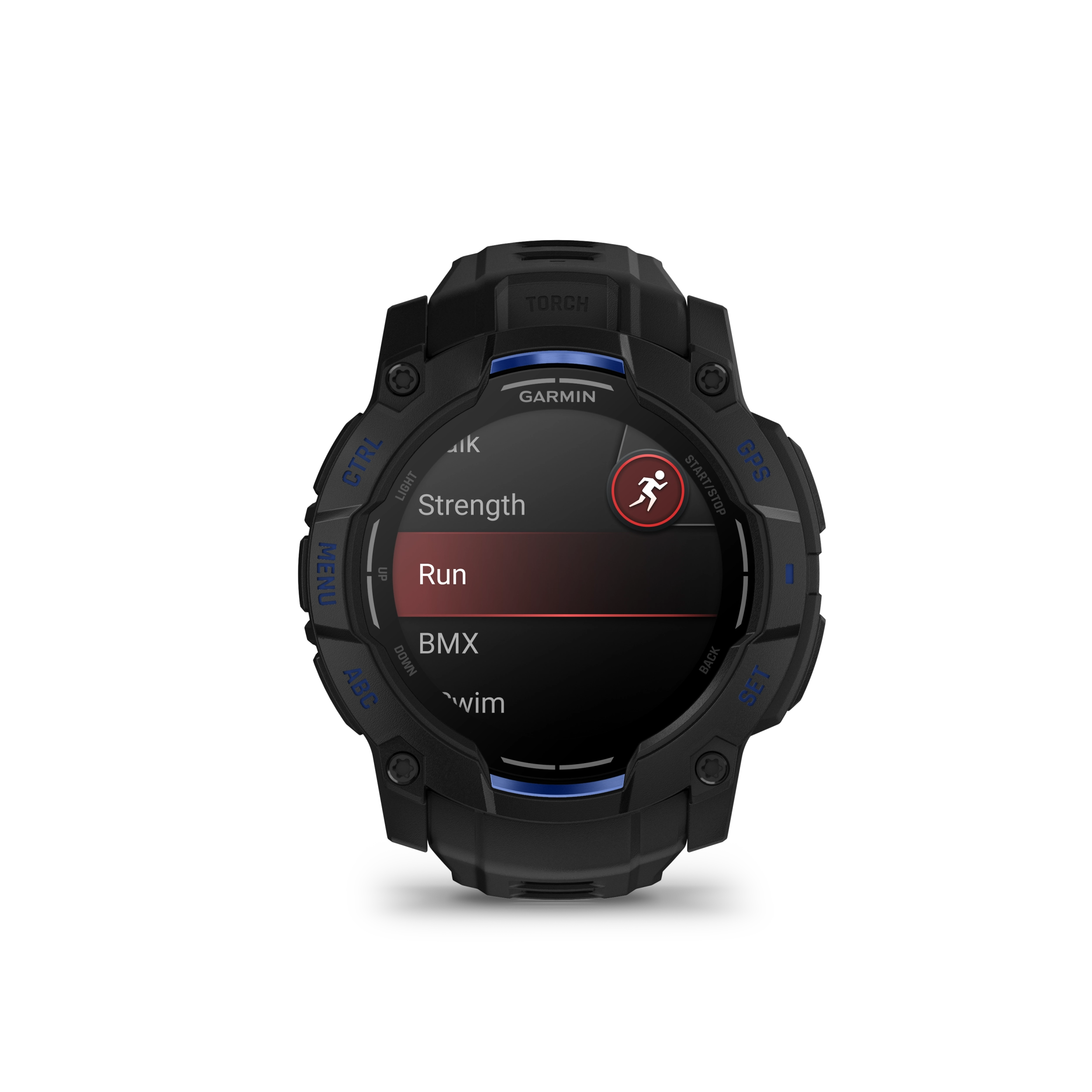 Garmin Instinct 3 – 50 mm, AMOLED Black z paskiem w kolorze Black / Bolt blue
