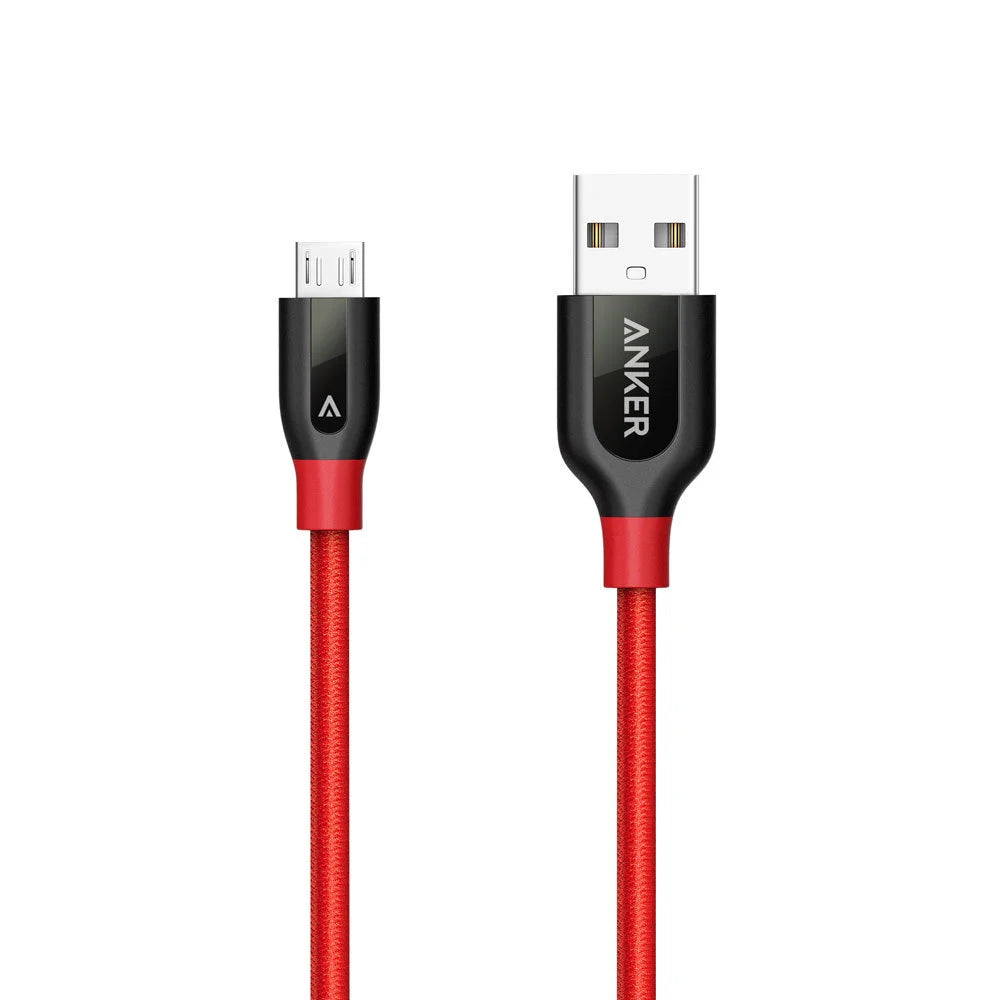 Anker Kabel Powerline+ Pleciony, Micro USB do USB-A, 1,8 m, Czerwony