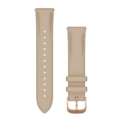 Garmin Pasek z mechanizmem szybkiego odłączania (20 mm) – Włoska skóra Light sand (jasnopiaskowy), Zapięcie 18K Rose gold PVD (różowe złoto)