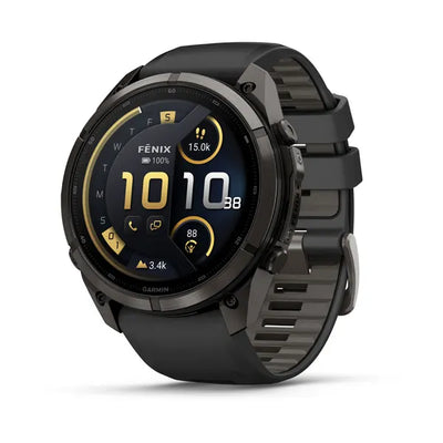 Garmin fēnix® 9 Pro – inReach®, 51 mm, Tytanowy w kolorze Carbon Gray z powłoką (DLC) z silikonowym paskiem w kolorze Black / Pebble Gray