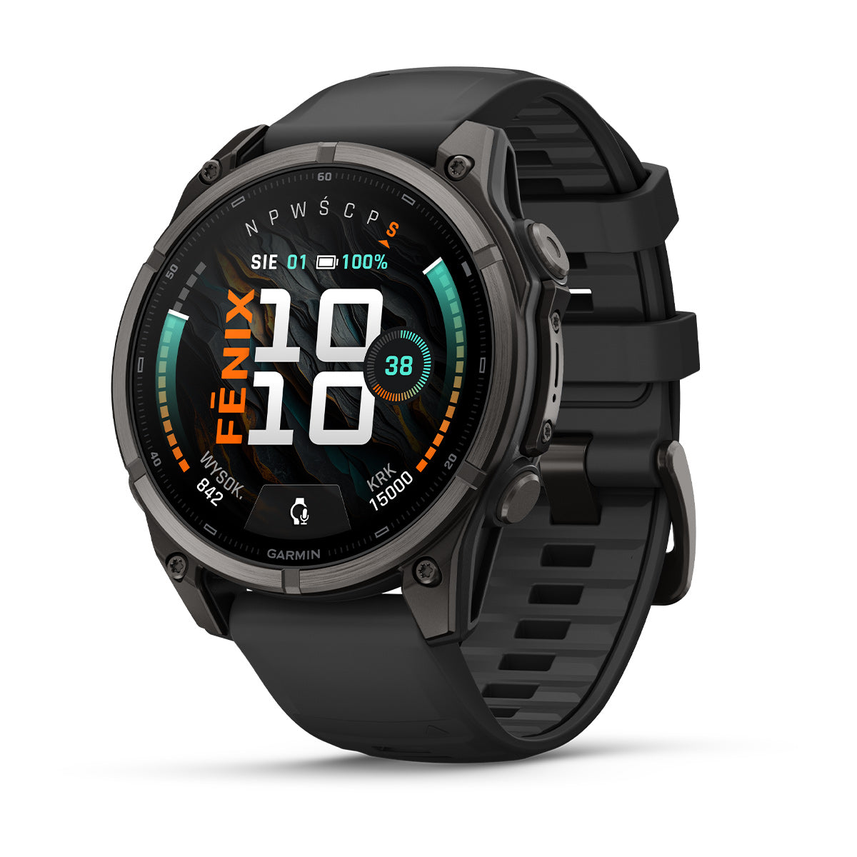 Garmin fēnix 9 – smartwatch, 47 mm, Tytanowy z silikonowym paskiem w kolorze Black