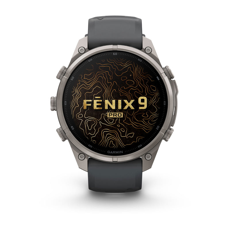 Garmin fēnix 9 Pro – inReach®, 47 mm, Tytanowy z silikonowym paskiem w kolorze Graphite / Black