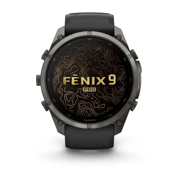 Garmin fēnix 9 Pro – smartwatch, 51 mm, Tytanowy w kolorze Carbon Gray z powłoką (DLC) z silikonowym paskiem w kolorze Black / Pebble Gray